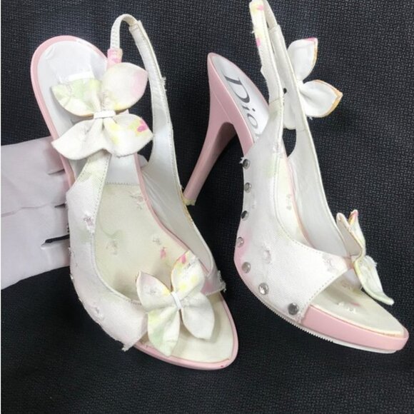 Auc Dior Monogram Vintage Diorissimo Pink Slingback/Sandals IT 36,5 US 6,5 - Picture 9 of 15